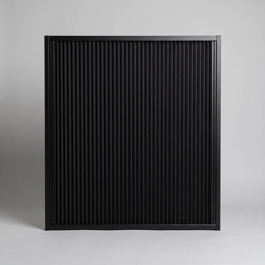Nocturne blackout blind in a black frame, seen straight on